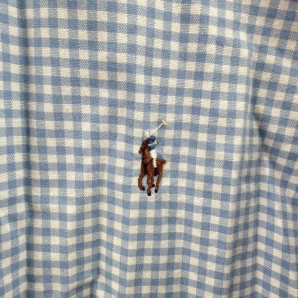 Ralph Lauren Classic Fit Shirt Men’s L Blue/White Checkered LOGO- Pony Button Up - Picture 3 of 7